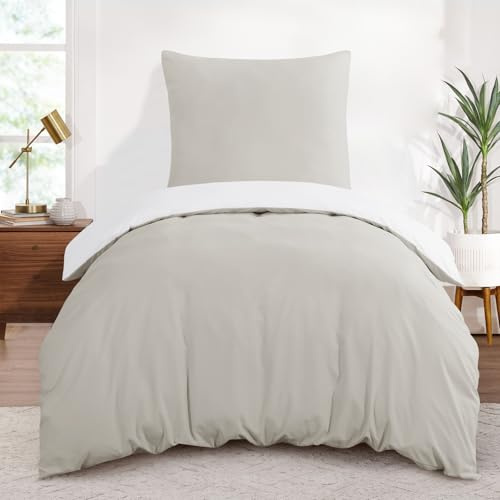 Aisbo Funda Nórdica 140x200 Ropa de Cama Reversible Beige/Blanco