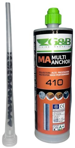 Chemischer Dübel aus Polyesterharz, 410 ml, chemischer Anker mit hoher Festigkeit, schnelle Aushärtung, keine Ausdehnung, zur Befestigung von Markisen, Antennen, Treppen in Beton, Ziegel und Stein