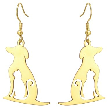 Dreamtimes Cute Dog & Cat Anhänger Ohrringe für Frauen Hund und Katze Silhouette baumeln Ohrringe Pet Lover's Choice Cute Animal Jewelry