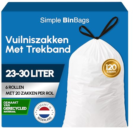 Simple Sacs poubelle 23-30L - Fabriqué aux Pays-Bas - Convient pour Brabantia Code G - 120 pièces - 6 rouleaux x 20 sacs poubelle