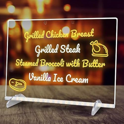 Tableau de notification LED coloré – Tableau effaçable à sec éclairé – Tableau d'affichage en acrylique LED coloré | Outil d'écriture et de dessin réutilisables et stylos 7 couleurs p