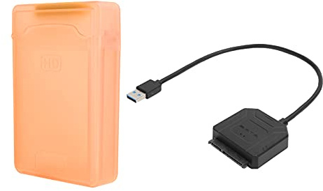 LONGONGAN Adaptador SATA a USB 3.0 para discos SSD y HDD de 2,5 pulgadas y 3,5 pulgadas, cable para disco duro con caja de protección, convertidor USB 3.0 a SATA que admite unidades de hasta (Roja)