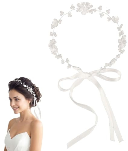 Braut Haarschmuck Hochzeit,Erstkommunion Haarschmuck für Mädchen und Damen,Tauf Kopfschmuck,Blumenkranz Haare Kinder,Haarreif Silber,Blumenmädchen Haarband,Haarkranz Kommunion,zum Partys Feiern