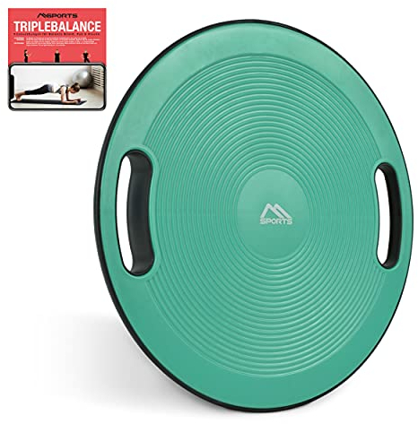 Balance Board Premium 40 cm Durchmesser inkl. Übungsposter und Work Out App GRATIS - Therapiekreisel Physiotherapie Wackelbrett (Türkis)