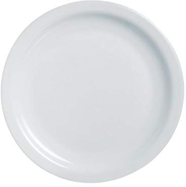 PEGANE Lot de 12 Assiettes Plates en Porcelaine Blanche - Ø 22 cm