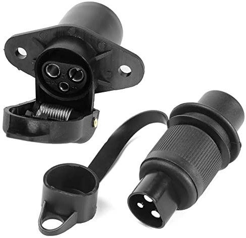 AGRISHOP 12V Spina 3 Poli Presa 3 Poli per Rimorchio,12V Spina E Presa 3 Poli,Spina 3 Poli per Rimorchio Connettore Maschio Femmina Adattatore per RV Caravan Trattore Camion Van Agricole
