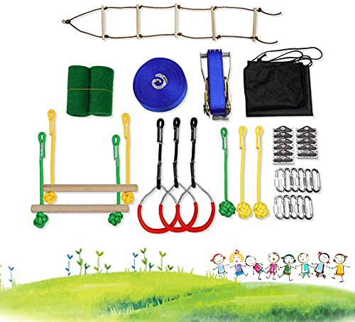ZhiLianZhao Tragbar Outdoor Hindernisse Kurs Set, Ninja Warrior Line Hindernisparcours Kit, mit Verstellbaren Schnallen, für Kinder Und Anfänger, Kindertag