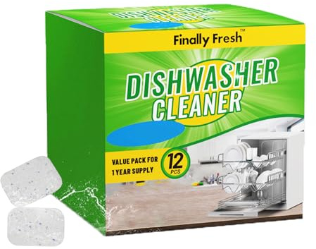 Finally Fresh Dishwasher And Deodorizer, Dishwasher Cleaner Tablets to Remove Limescale and Mineral Buildup, Formulated to Clean Inside All Machine, 12 Count.