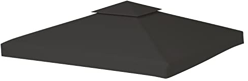 Randaco paviljongtak, 3 x 3 meter, reservtak för lusthus, tak för lusthus, paviljongspresenning vattenavvisande, dubbelt tak för trädgård, öppen spis, antracit