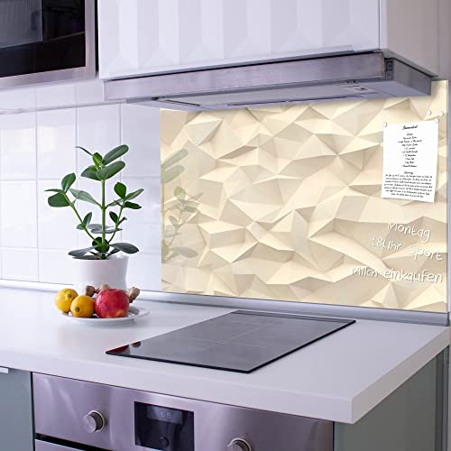 banjado Küchenrückwand Glas ohne Bohren 120x80cm – Glasrückwand Küche mit Motiv Steinwand 2 / Spritzschutz Küchenrückwand Glas/selbstklebende Küchenrückwand Platte - magnetisch & beschreibbar