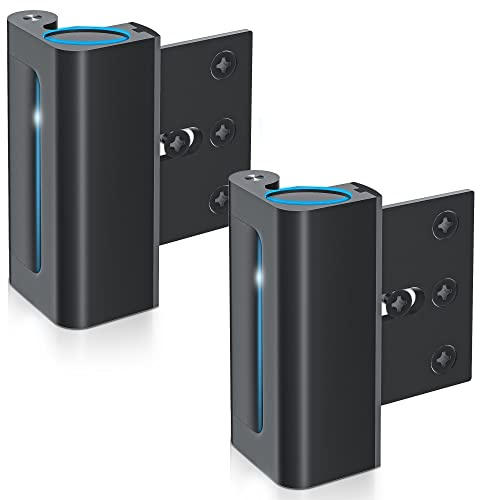 2Pack Door Reinforcement Lock Withstands 800lbs of Force - Black Extra Proof Door Lock for Kids Safety Drilling Required,Prevents Unauthorized Entry,Add a Door Security Locks for Home Safety & Privacy