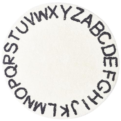 Warmhm Runder Buchstaben-Teppich ABC-Baby-Teppich Runder Alphabet-Matten-Bodenbereich Teppiche Warm Weich für Kinderzimmer Kinder Kleinkinder Schlafzimmer