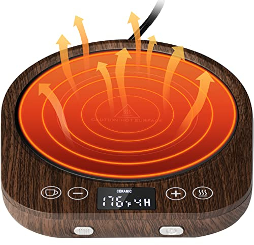 PUSEE Coffee Warmer, Large Panel Coffee Warmer for Desk Auto Shut Off,Electric Mug Warmer with 9 Temp Settings,Smart Gravity Sensing Coffee Warmer Plate for Tea Water Milk Candle
