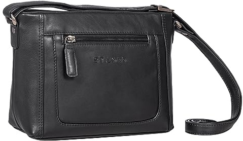 STILORD Julina Damen Handtasche zum Umhängen schwarz Echtleder mittelgroß für Shopping Freizeit, Party und City Vintage ideal als Leder-Tasche Umhängetasche und Alltagshandtasche