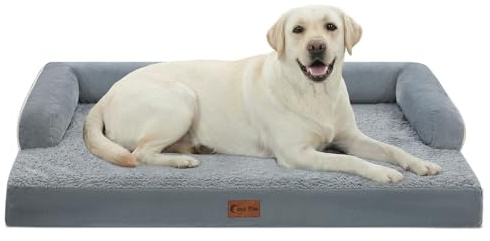 Casa Paw Cuccia ortopedica per cani di taglia extra grande, impermeabile, XL, in memory foam, confortevole, con copertura rimovibile e lavabile, fondo antiscivolo (XL, grigio)