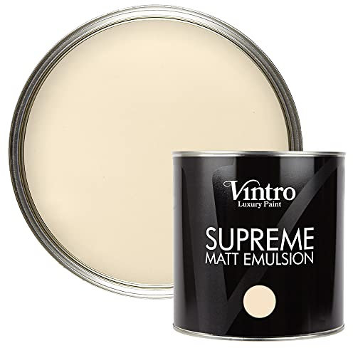 Vintro | Luxury Matt Emulsion | Smooth Chalky Finish | Multi Surface Paint | for Walls, Ceilings, Wood and Metal 2.5L (Cream - Trafalgar Square, 2.5 Litre)