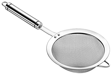 Adjaso Colador de malla fina de acero inoxidable 304 para cocina, colador-skimmer con asa, tamices de metal