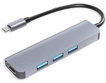 YIORYO 4 en 1 USB C Hub 4 Puertos USB Hub Micro USB Splitter Ultra-Slim USB Data Hub Puerto USB portátil Expansor HDMI 4K