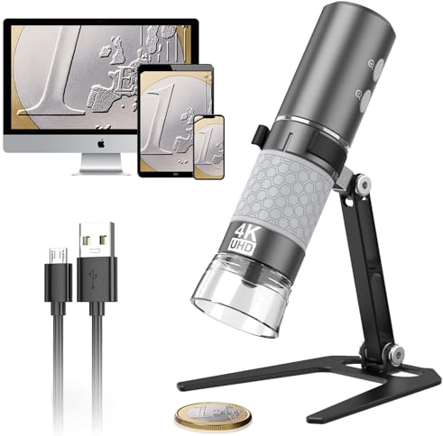 Bysameyee trådlöst digitalt mikroskop 4K HD Wi-Fi-mikroskop kamera digitalt förstoringsglas kompatibelt med iPhone/Android-telefoner och PC