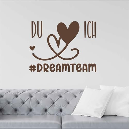 Indigos UG - Wandtattoo Wohnzimmer - Wandaufkleber Du - Ich #Dreamteam - Nougatbraun 80x61cm - Aufkleber Kinderzimmer Schlafzimmer Küche Badezimmer Büro Dekoration