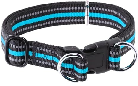 Hundehalsband, Weich Gepolstertes Neopren Nylon Hunde Böhmischer Wind Halsband für Kleine Hunde, Eblin Verstellbare Hundehalsband, Zugstopper, robust, wetterfe Q1 (Blau, M)
