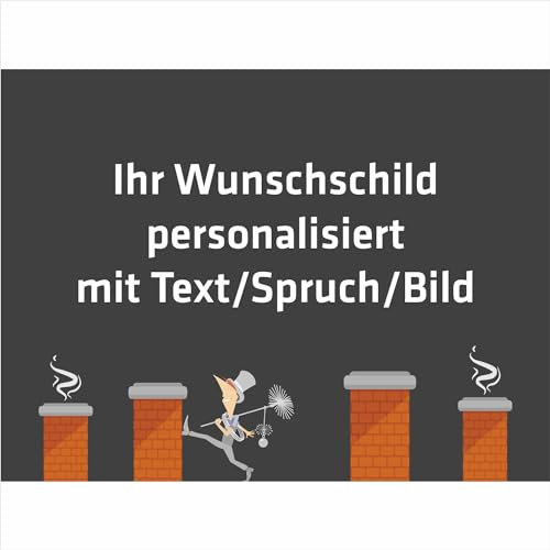 INDIGOS UG - Aluverbundplatte Schild - Beruf - Schornsteinfeger - 40x30 cm - Firmenschild - wetterfest personalisiert mit Foto, Logo und Text - individuelle Schilder für Tür, Wand, Büro Garage