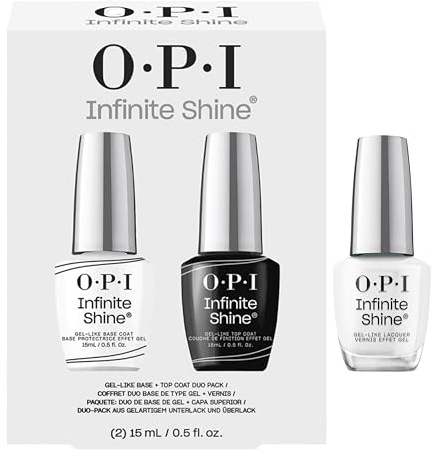 OPI Infinite Shine Long-wear Nail Polish, Gel-Like Nail Varnish with no UV lamp needed, 3-Step System for up to 11 days of vibrant colour, Base Coat & Nail Polish & Top Coat, Alpine Snow, 3x 15ml