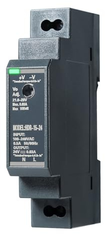 BuyWeek 24V 15W 0,63A Hutschienen Netzteil HDR-15-24 DC Hutschienen-Netzteil DIN-Schienen-Transformator AC zu DC für Industrielles Automatisierungs System