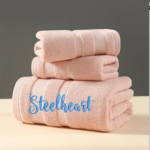 HDLOVE Personalisierte Handtuch Mit Namen Oder Wunschtext Bestickt, Aus Baumwolle, Personalisiertes Duschtuch In 3 Größen, Groß Saunatuch Oder Gästehandtuch Mit Initialen(Pink,Square Towel 35x35cm)