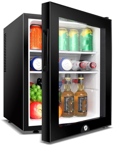 GIZNXBA Mini Réfrigérateur De Chambre, Petit Frigo Cosmetique avec Porte en Verre Transparent, Petit Réfrigérateur pour Le Maquillage, La Nourriture, Les Boissons, Le Bureau(Size:40L)