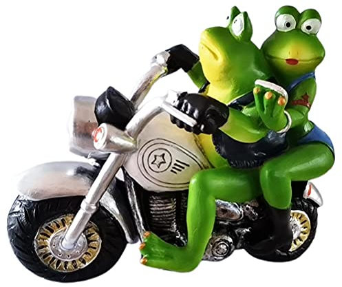 Kuuleyn Gartenskulptur, lustige Frösche, Paar auf Motorrad, Statuen, Frosch-Gartendekorationen, Kunstharz für Außenterrasse, Ornamente, Hofdekorationen, Kunstfiguren, Frösche
