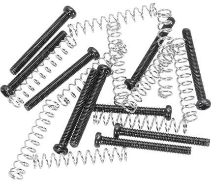QUARKZMAN 10 Stück M3 Edelstahl Saitenreiter Pickup-Federn für E-Gitarre, Schwarze Schrauben Silberne Federn