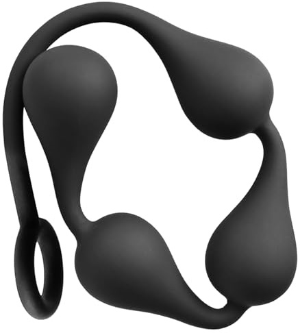 Bolas Anales 4 Unidades Gotas Negro Silicona 42 Cm, Plug Anal Cadena Anillo-O, Superficie Lisa Suave Principiantes, Entrena Progresivo Ano Vagina, Fetiche Parejas Unisex, Baño Ducha Impermeable
