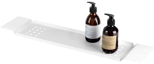 DECORN Badewanne Tabletttisch für Luxusbad - Nicht -Schlupf -Bthtub -Caddy - Badewanne Aufbewahrungsorganisator - 304 Edelstahl über der Badewanne für Badezimmerzubehör,Weiß
