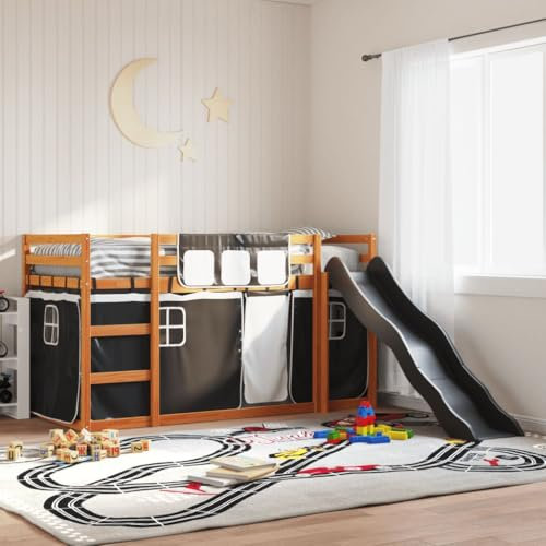 LLEZKBR Beds & Accessories,Beds & Bed Frames-home-Bunk Bed without Mattress with Slide White and Black 80x200 cm