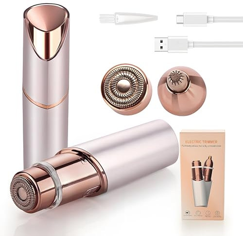 EDIMENS Women Facial Hair Remover & Eyebrow Trimmer, 2-in-1 USB Rechargeable Epilator with LED Light Ideal for Face, Lip, and Body Peach Fuzz Gentle, Efficient, and Precise Trimming for Smooth Skin