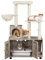 Yaheetech Árbol Rascador para Gatos con Caja de Arena de Altura 134.5cm Torre 2 en 1 de Varios Niveles Torre Escalador de Sisal con 2 Plataformas 1 Pompón 1 Cesta Arenero Oculto Madera Gris Beige
