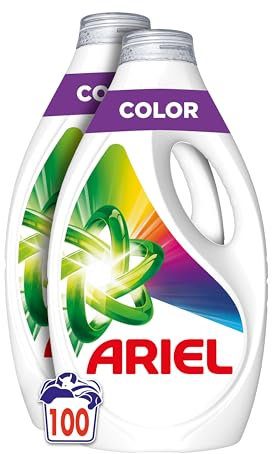 Ariel Detergente Lavadora Liquido 100 Lavados, Color, Jabon Extra Cuidado del Color, Limpieza Mejorada con la Tecnologia de limpieza en Ciclos Frios