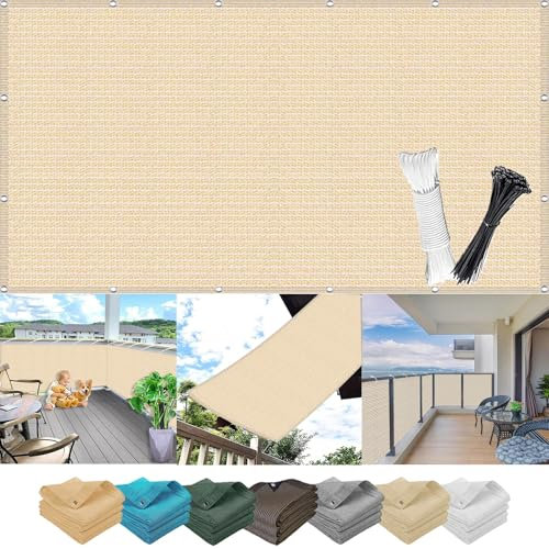 Balkon, reißfest, vielseitig, schimmelresistent, Belüftung, kein Bohren erforderlich, anpassbare Größen und Farben, Beige