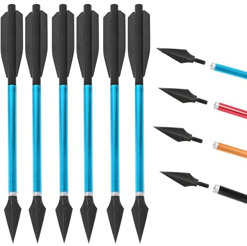Poearcus Tiro con Arco Ballesta Pernos 6,7 Pulgadas Aluminio Ballesta Flecha Broadhead Flechas de Tiro al Aire Libre Pesca Objetivo práctica Paquete de 6/12 Piezas (12, Azul)