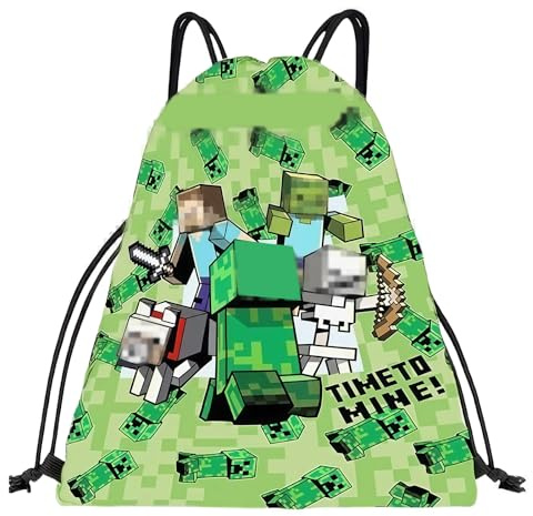 MUNSKT Sporttasche mit Kordelzug, für Kinder, wasserdicht, faltbar, Rucksack mit Kordelzug, für Kinder, Sport, Sportrucksack, grün, M
