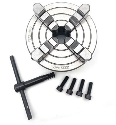 Mandrino portante per tornio, Mandrino for tornio da 125 mm Mandrino indipendente a 4 griffe K72-125 Mandrino a scorrimento a 4 griffe Marchio SANOU for mini tornio