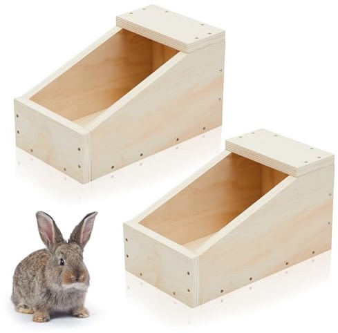 Maxcheck 2 Pack Wooden Rabbit Nesting Box, 14x8x8 Inch Hutch Hideout | Bunny Nesting Box for Breeding, Safe Birthing, Small Animal Habitat for Hutch & Cage