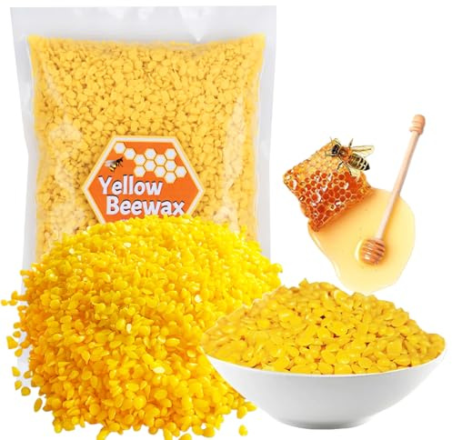 Cera de Abejas Orgánica, 1 kg de Gránulos de Cera Pura para Fabricación de Velas, Jabones, Mantas de Cera y Acabado para Madera
