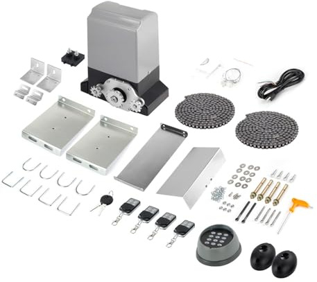 Motorisation pour portail coulissant, Kit d'ouverture de porte coulissante électrique automatique, 1500Kg, 550W, d'opérateur à moteur AC avec 4 télécommandes et contrôle par application