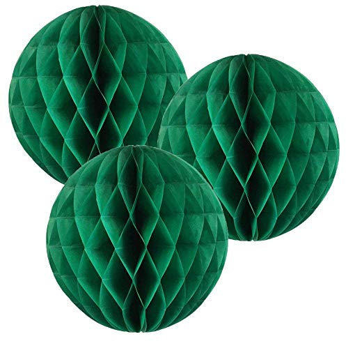 8(20CM) Paper Honeycomb Balls (Pack of 3) Several Colours Available (Green)