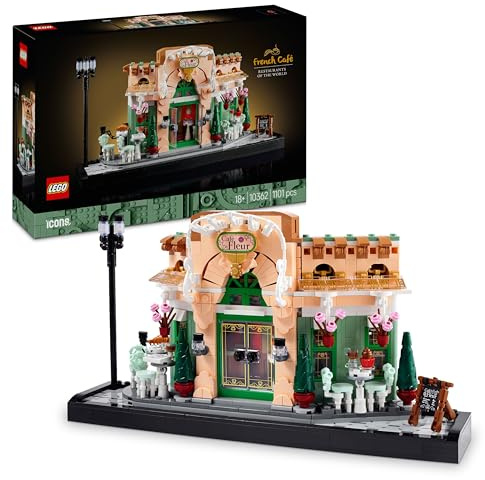 LEGO Icons French Café Building Set for Adults - incl. a Picturesque Facade, Hanging Flowerpots & Ornate Seating - Model Kit for Home or Office Desk Decor - DIY Gift Idea for Women & Men - 10362
