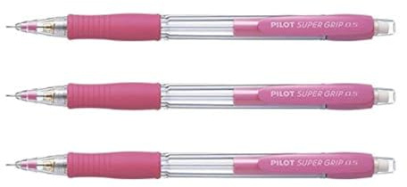 PILOT 3 Stück Druckbleistifte Supergrip H185, 0,5 mm, Kunststoff, Gummigriff, Rosa