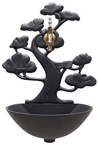 FONDERIA BONGIOVANNI | Fontanella da giardino | Fontana a muro | Modello Azalea | colore antracite | con rubinetto ottone brunito| per casa giardino | fontanella da esterno