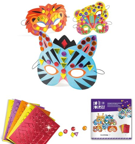 Djeco Do it yourself: Mosaik-Masken Dschungeltiere Gesichtsmasken bunt